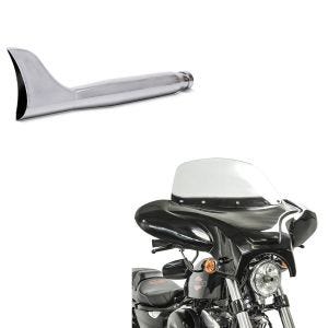 Set: Batwing Fairing for Chopper and Custombikes with windshield + Exhaust Muffler Fishtail Rear Silencer right universal