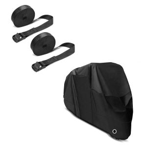 Set: Abdeckplane XL Faltgarage schwarz + Spanngurt Set Zurrgurte 150cm 2 Stück in schwarz_1