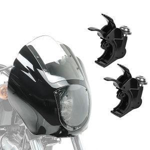 Set: Lampenmaske für Harley Davidson Dyna / Sportster Q1 + Windschild Klammern 49mm für Harley Davidson_1