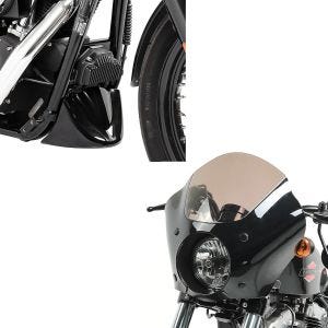 Set: Verkleidung für Harley Dyna 06-17 / Sportster 48 16-18 MG4 + Bugspoiler für Harley-Davidson Dyna Modelle 06-17 schwarz_1