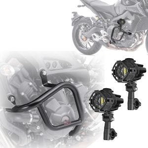 Set: Sturzbügel Yamaha MT-09 / Tracer / XSR 900 13-20 + LED Zusatzscheinwerfer Lumitecs SX22 mit Halter_1