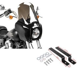 Set: Frontverkleidung für Harley Dyna Low Rider / Street Bob MG5 sg + Haltesatz STT-1 für Chopper Seitenkoffer und Satteltaschen von_1