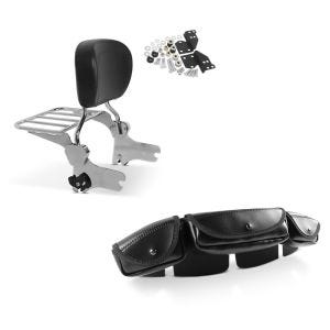 Set: Sissy Bar + Gepäckträger -Kit für Harley Electra Glide Standard 97-08 + Windschild Tasche für Harley Davidson Touring 1996-2013_1