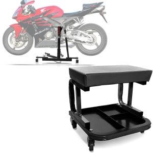 Set: Central Stand compatible with Honda CBR 600 RR 03-06 Paddock Stand Power-Evo + Workshop stool on wheels WS3 workshop seat 