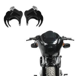 Set : Headlight Fairing MG8 for Dyna Street Bob 06-17 Windshield smoke + Windshield Clamps 1.93 inch for 05-20 Windscreens