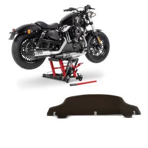 Set: Hebebühne Mid-Lift L Motorradheber für Harley und Chopper bis 680 k + Windschild 5" für Harley- Electra Glide Ultra Limited 14-20 dunkel_1