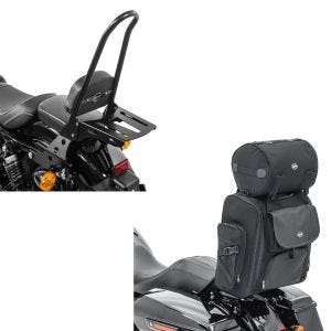 Set: Sissybar Harley Sportster Forty-Eight 48 10-20 Fast Rider-XL + Sissybar Tasche SXL Hecktasche mit Gepäckrolle in schwarz_1