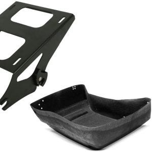Set: Topcase Träger Doppelsitzbank für Harley Touring 14-21 schwarz + Innenverkleidung für Harley- Touring Topcase King Tour Pak 14-20_1