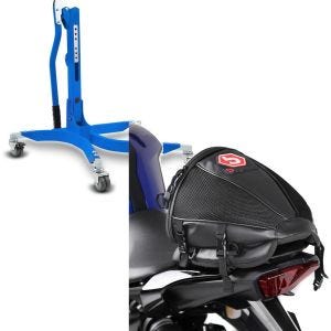 ,Set: Power Central Stand Paddock Lift blue,, without adapter plate + Tail Bag compatible with Suzuki GSX-S 1000/F/SV 1000/S/650/S/X Race ,