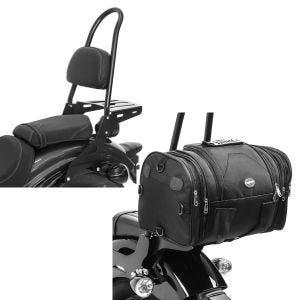 Set: Sissybar Yamaha XV 950 / R 14-20 Craftride Rider-L inkl. Gepäckträger schwarz + Hecktasche für Yamaha XV 950 / R Gepäckrolle Craftride RB1 24-30Ltr_1