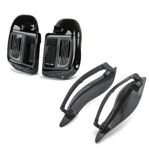 Set: Beinschild für Harley Electra Glide Ultra Limited 14-21 Craftride belüftet schwarz + Seitlicher Windabweiser für Harley-Davidson Touring 14-21 schwarz Craftride_1