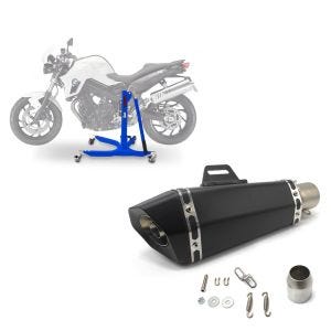 Set: Zentralständer BMW F 800 R 09-19 blau Motorradheber ConStands Power-Classic + Auspuff Paddock für BMW F 800 R Schalldämpfer schwarz_1