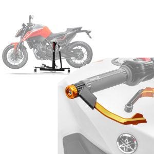 Set: Zentralständer KTM 890 Duke R 20-21 Motorradheber ConStands Power-Evo + Hebelschützer für KTM 890 Duke R X1 orange_1