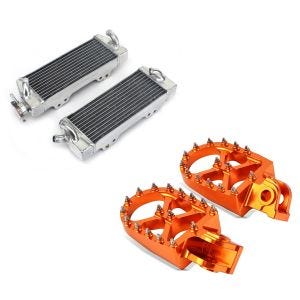 Set: Kühler Radiator für KTM SX 125 98-06 rechts links (Paar) + MMX Fußrasten für KTM 125 EXC / SX / 85 SX Xdure FF5 orange_1