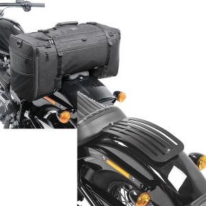 Set: Hecktasche für Harley Softail Slim SQ1 Craftride 52l schwarz + Gepäckträger für Harley Davidson Softail 18-21 Solo Rack L1 Gepäckbrücke Craftride_1