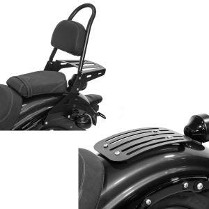 Set: Sissybar Yamaha XV 950 / R 14-20 Craftride Rider-XL inkl. Gepäckträger schwarz + Gepäckträger für Yamaha XV 950 / R 14-20 Solo Rack L1 Gepäckbrücke Craftride_1