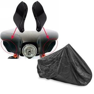 Set: Seitlicher Spoiler für Harley Street Glide 06-13 schwarz Craftride + Abdeckplane Harley Street Glide / Special Craftride XXXL schwarz_1