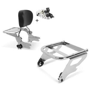 Set: Sissy Bar + Gepäckträger + Docking-Kit für Harley Electra Glide Standard 97-08 chrom Craftride + Gepäckträger TP Doppelsitz für Harley Davidson Touring Modelle 97-08 chrom Craftride_1