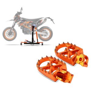 Set: Zentralständer KTM 690 SMC / R 08-16 orange Motorradheber ConStands Power-Evo + MMX Fußrasten für KTM 690 Enduro/ R / SMC/ R Xdure FF5 orange_1