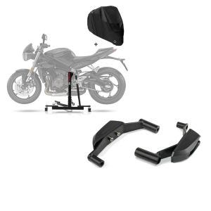 Set: ConStands Zentralständer für Kawasaki Z 900 17-21 Power Evo + Abdeckplane + Sturzpads für Kawasaki Z 900 17-21 Crashpads Motoguard RSC1 schwarz_1