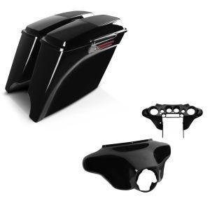 Set: Seitenkoffer Stretched für Harley Street Glide (FLHX) 06-13 Lautsprecher Latch Black Craftride + Batwing Verkleidung für Harley Davidson Street Glide 06-13 Craftride Innen und Aussen schwarz_1