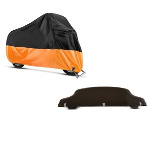 Set: Abdeckplane Harley Electra Glide Ultra Classic / Limited Craftride XXXXL in schwarz-orange + Windschild 5" für Harley-Davidson Electra Glide Ultra Limited 14-20 dunkel getönt Craftride_1