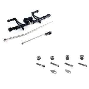 Set: Vorverlegte Fußrastenanlage für Harley Davidson Dyna 00-13 Craftride schwarz + Docking Kit für Harley Davidson Dyna Super Glide Custom 06-15 4-Punkt Anbausatz von Craftride_1