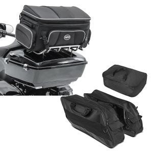Set: Hecktasche für Harley Davidson Electra Glide Ultra Limited Topcase Tasche Craftride TT1 73Ltr + Innentaschen Set für Harley Electra Glide Ultra Limited 09-21 Craftride Seitenkoffer / Topcase_1