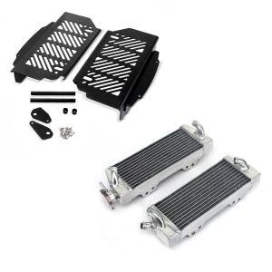 Set: Kühler Radiator für KTM EXC 125 / 200 97-07 rechts links (Paar) + Kühlerschutz Aluminium für KTM EXC/ EXC-F/ SX/ SX-F 2017-2020 Xdure schwarz_1