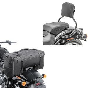 Set: Sissybar für Harley Breakout / 114 18-21 Abnehmbar Craftride R1 schwarz + Hecktasche für Harley Breakout /114 SQ1 Craftride 52l schwarz_1