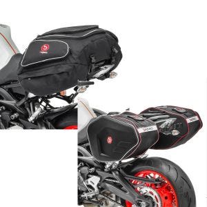 Set: Hecktasche Yamaha MT-10 Gepäcktasche hinten Bagtecs X50 50Ltr schwarz + Seitentaschen RF4 für Yamaha MT-10 / MT-03 / MT-125_1