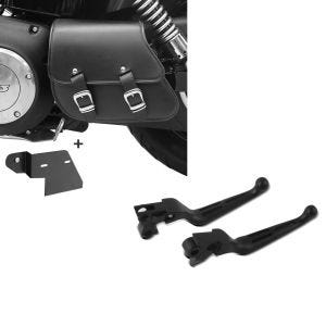 Set: Schwingentasche + Halter für Harley Dyna Street Bob 06-17 Craftride + Bremshebel und Kupplungshebel-Set Stripe für Harley Davidson Dyna Street Bob 06-17 schwarz Craftride_1