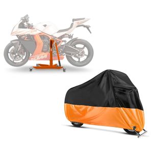 Set: Zentralständer KTM 1190 RC8 / R 08-15 orange Motorradheber ConStands Power-Classic + Abdeckplane KTM 1190 RC8 / R - 125 Duke / EXC / SX / XC-W Craftride XL in schwarz-orange_1