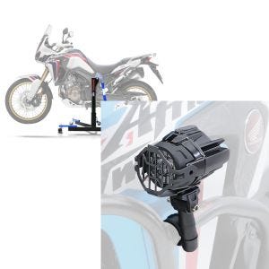 Set: Zentralständer Honda Africa Twin CRF 1000 L 16-19 blau Motorradheber ConStands Power-Evo + LED Zusatzscheinwerfer Set für Honda Africa Twin CRF 1000 L Lumitecs S22X_1