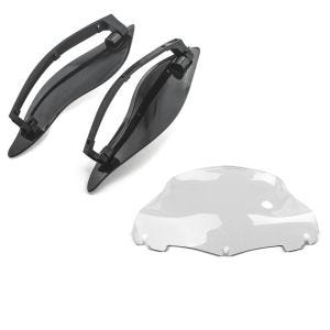 Set: Seitlicher Windabweiser für Harley-Davidson Touring 14-21 schwarz Craftride + Windschild Wave 9" für Harley Electra Glide Ultra Limited 14-21 klar Craftride_1