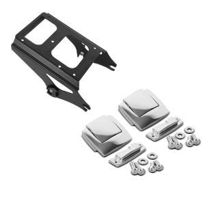 Set: Gepäckträger TP Abnehmbar für Harley Davidson Touring 09-13 schwarz Craftride + Topcase Verschluss Set für Harley CVO Ultra Classic 11-13 Scharnier Craftride chrom_1