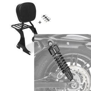 Set: Sissybar für Harley Davidson Sportster 1200 Nightster 08-12 Craftride inkl. Gepäckträger und Docking Kit schwarz + Stoßdämpfer 11,9 Zoll Harley Davidson Sportster 1200 Nightster 08-12 Craftride schwarz_1