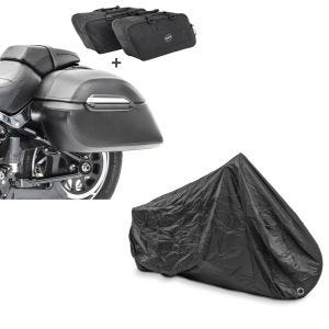 Set: Set Seitenkoffer + Innentaschen für Harley Breakout/ 114 Craftride K3 + Abdeckplane Harley Breakout / 114 CVO Limited Craftride XXXL schwarz_1