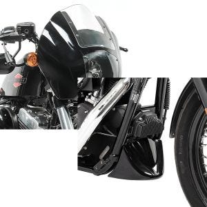 Set: Lampenmaske für Harley Dyna Super Glide / Custom Lichtmaske Craftride Q1 klar + Bugspoiler für Harley Dyna Super Glide Custom 06-15 Craftride_1