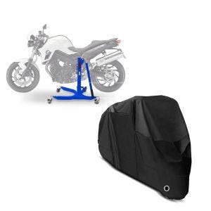 Set: Zentralständer BMW F 800 R 09-19 blau Motorradheber ConStands Power-Classic + Abdeckplane BMW F 800 GT / R / S / ST  C 650 GT / Sport Craftride XL in schwarz_1