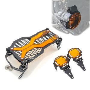 Headlight guard orange + headlight grille suitable for BMW R 1200/1250 GS/Adventure 13-24