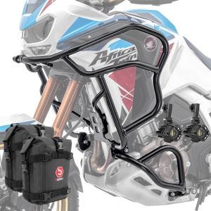 Set Sturzbügel oben unten + Scheinwerfer XL für Honda Africa Twin Adventure Sports 1100 20-21 + Taschen Motoguard schwarz_1