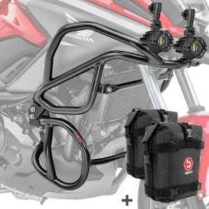 Set Sturzbügel oben unten + Scheinwerfer für Honda NC 750 X / 700 X 12-20 + Taschen Motoguard schwarz_1