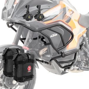 Set Engine Guard + Auxiliary lights L2 compatible with KTM 1290 Super Adventure R / S 21-24 + bags Motoguard black