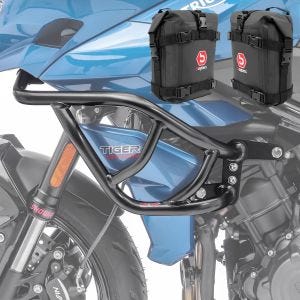 Set Fairing Crash bar + bags XL compatible with Triumph Tiger Sport 660 22-24 engine guard Motoguard black