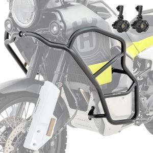 Set Crash bar + Auxiliary lights fit for Husqvarna Norden 901 21-24 fog lights Motoguard KT13 black