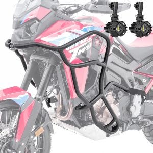 Set Crash bar + Auxiliary lights fit for Africa Twin 1100 CRF 2024 fog lights Motoguard KT22