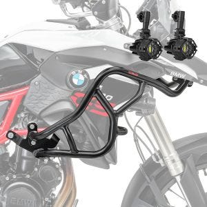 Set Upper Crash bar + Auxiliary lights L fit for BMW F 800 GS 13-17 fog lights Motoguard