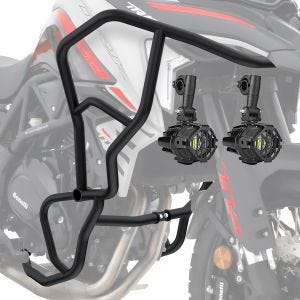 Set Sturzbügel + Zusatzscheinwerfer passend für Benelli TRK 702 / X 23-24 Nebelscheinwerfer Motoguard KT57 schwarz