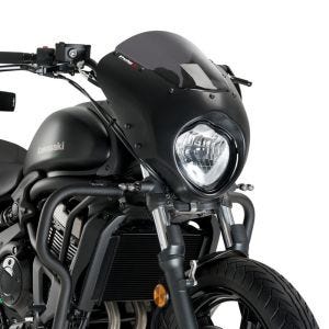 Semi Fairing compatible with Kawasaki Vulcan S 15-24 Puig Dark Night 21108F half fairing with windscreen matt black dark smoke